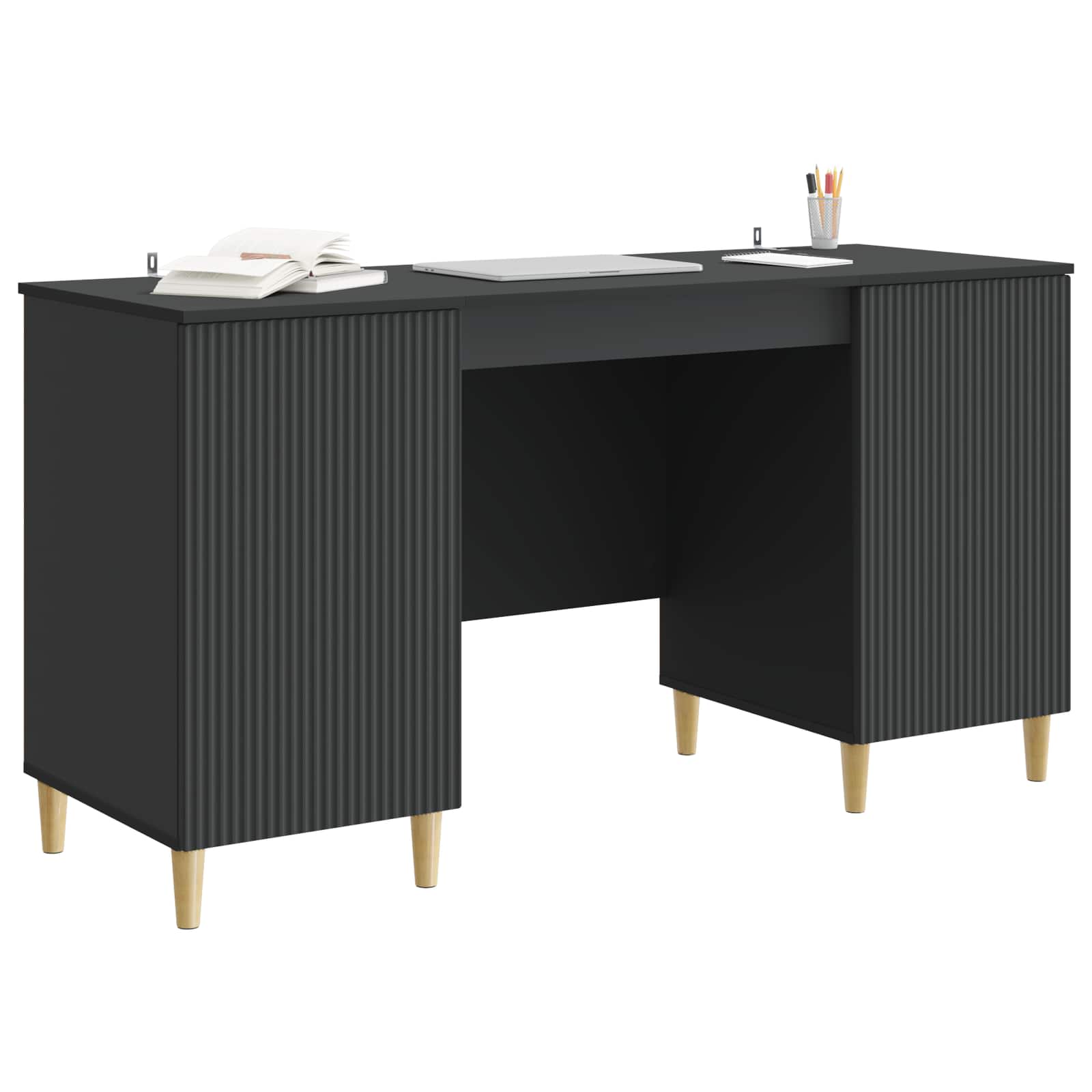 Scrivania Nero 142,5 x 50 x 75 cm Legno ingegnerizzato
