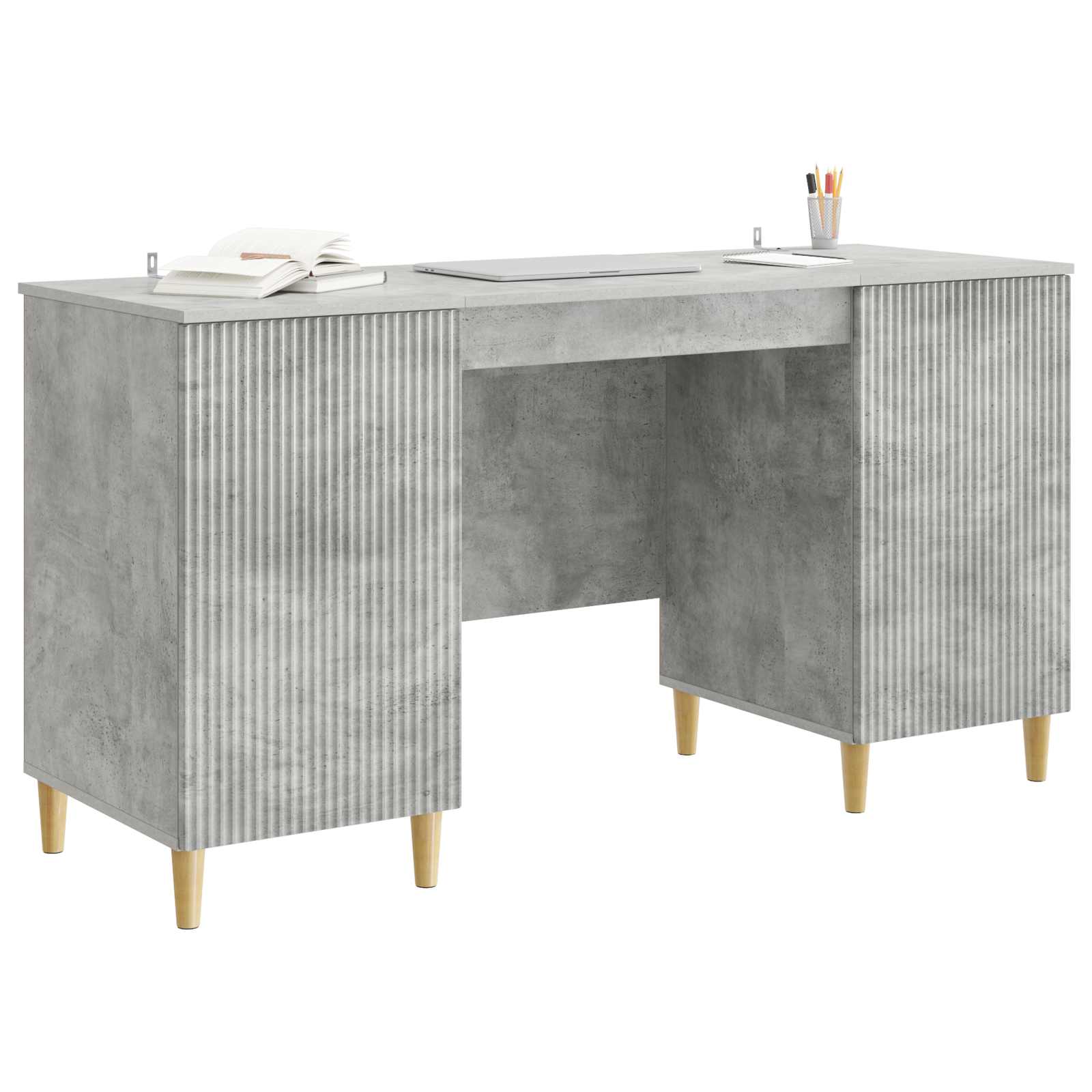 Scrivania con lo scaffale Grigio Cemento 142,5 x 50 x 75 cm