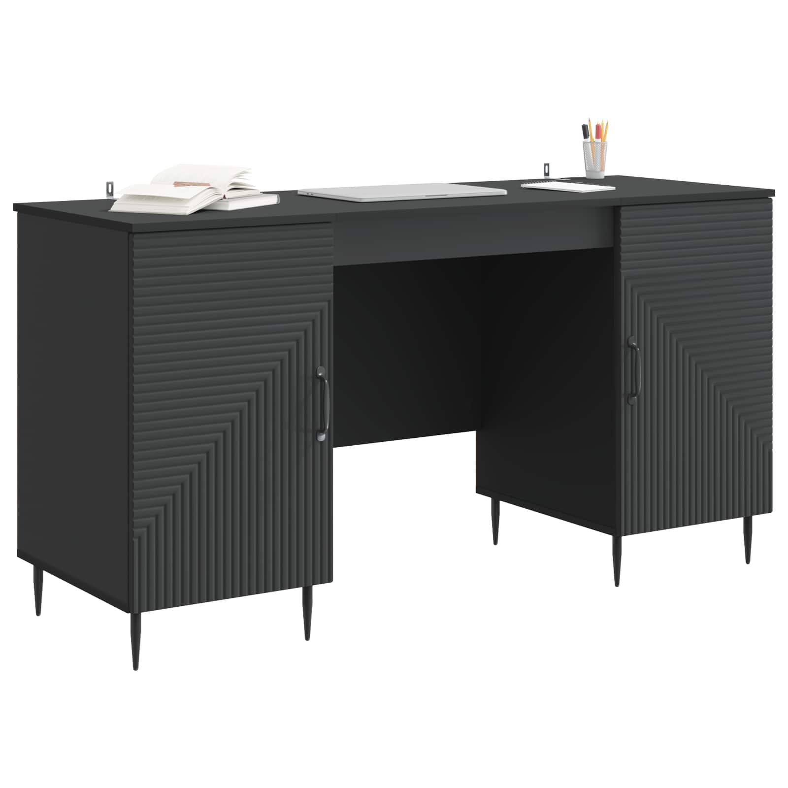 Scrivania Nero 142,5 x 50 x 75 cm Legno ingegnerizzato