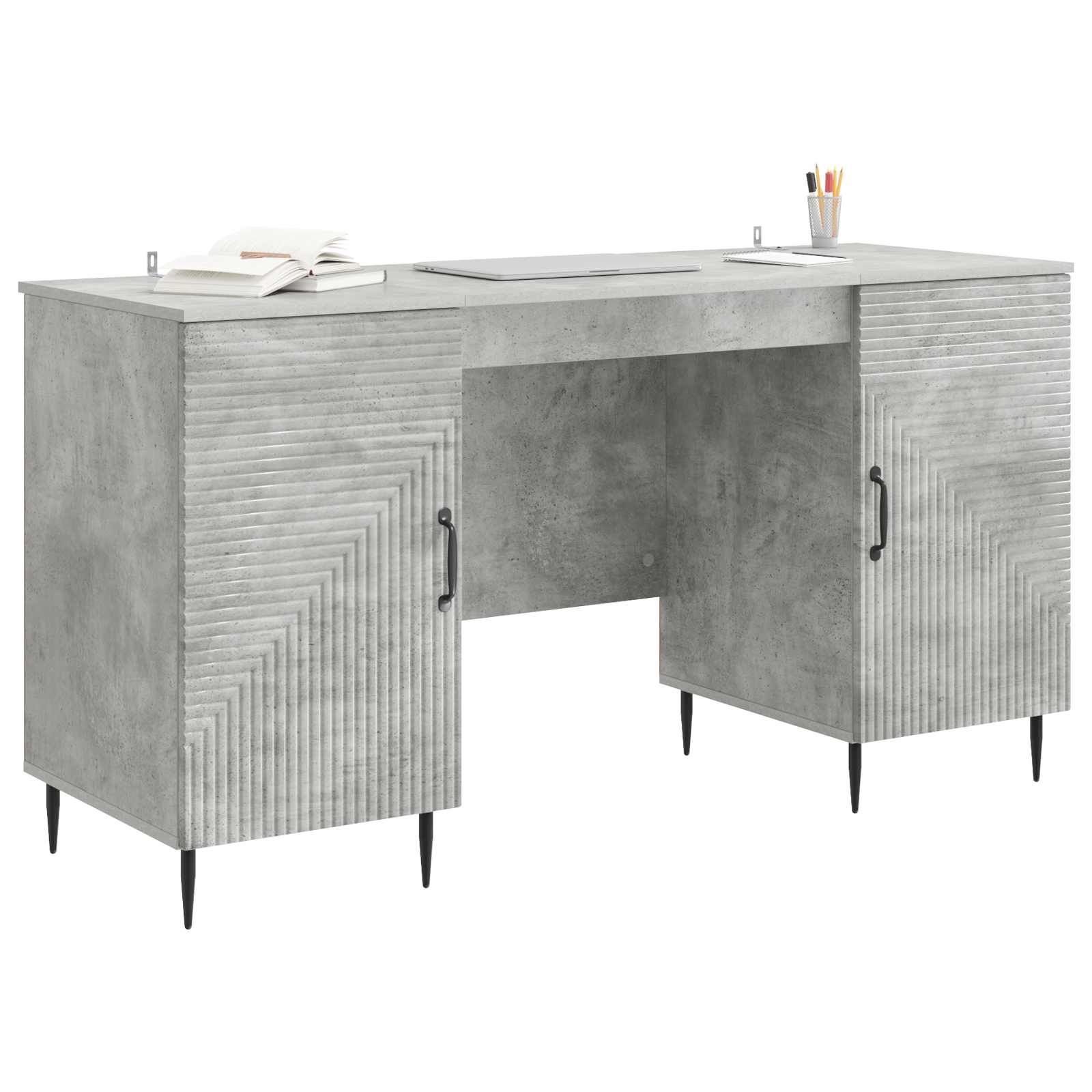 Scrivania con lo scaffale Grigio Cemento 142,5 x 50 x 75 cm