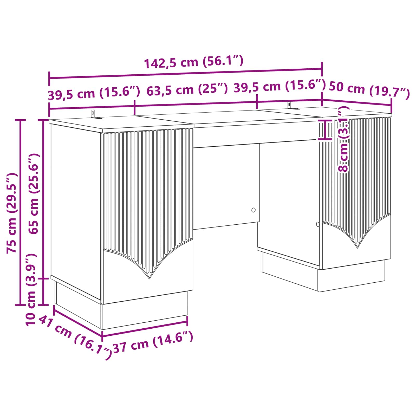 Scrivania con lo scaffale Rovere Artigianale 142,5 x 50 x 75 cm