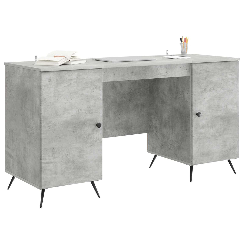 Scrivania con lo scaffale Grigio Cemento 142,5 x 50 x 75 cm