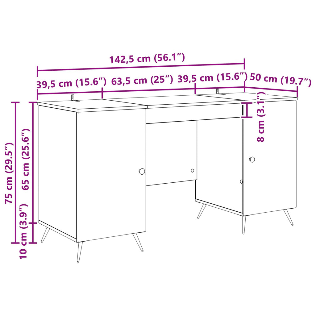 Scrivania Grigio Sonoma 142,5 x 50 x 75 cm Legno ingegnerizzato