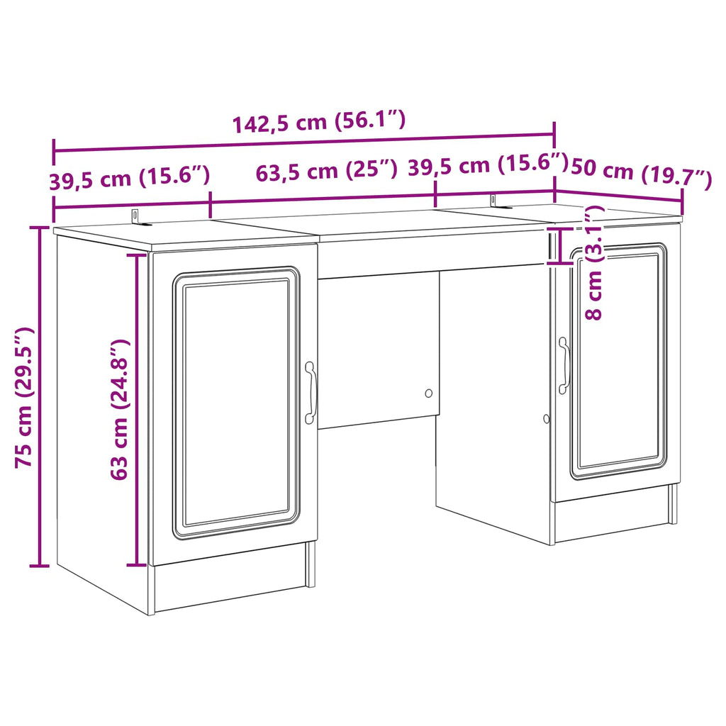 Scrivania Nero 142,5 x 50 x 75 cm Legno ingegnerizzato