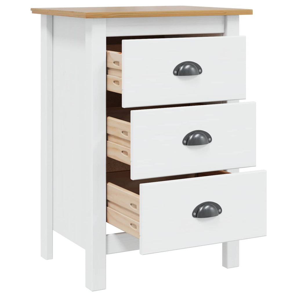 Armadio da Notte HILL Bianco e marrone miele 46 x 35 x 65 cm