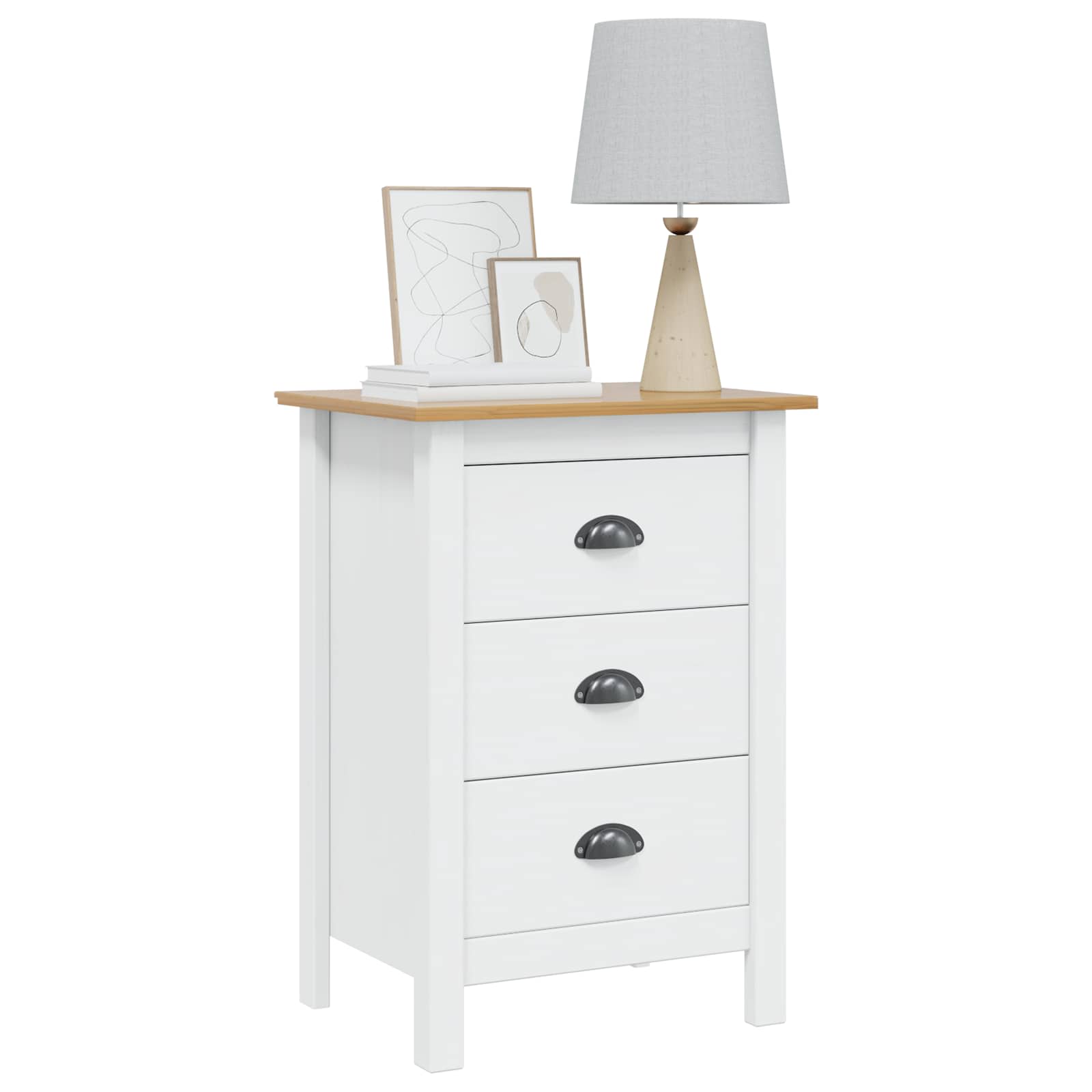 Armadio da Notte HILL Bianco e marrone miele 46 x 35 x 65 cm