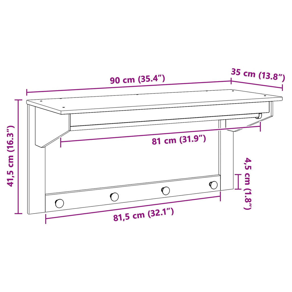 Appendiabiti HILL Bianco e marrone miele 90 x 35 x 41,5 cm