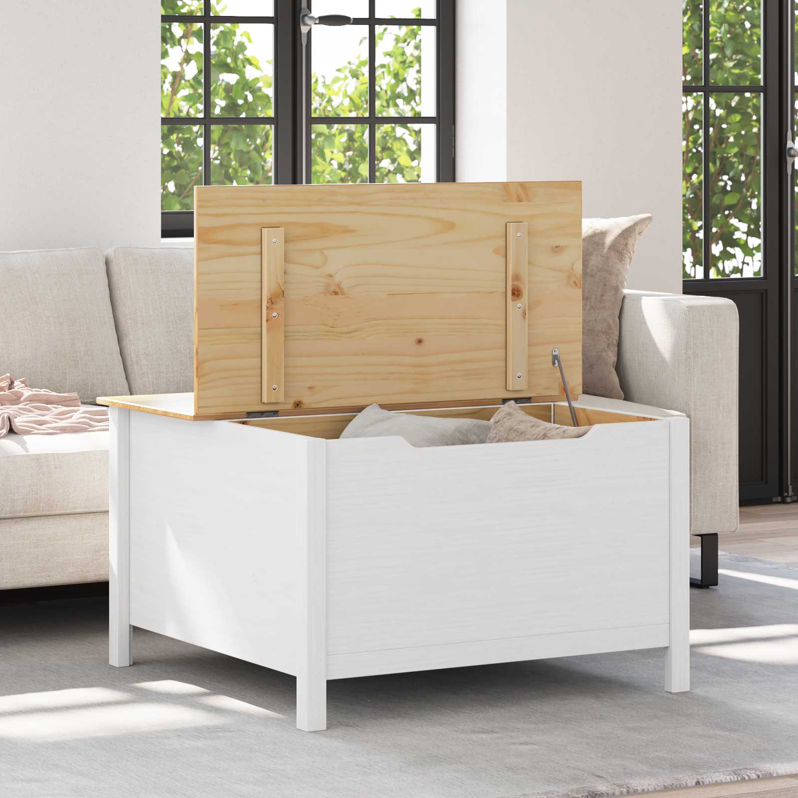 Tavolino da salotto con cassetto HILL Bianco e marrone miele