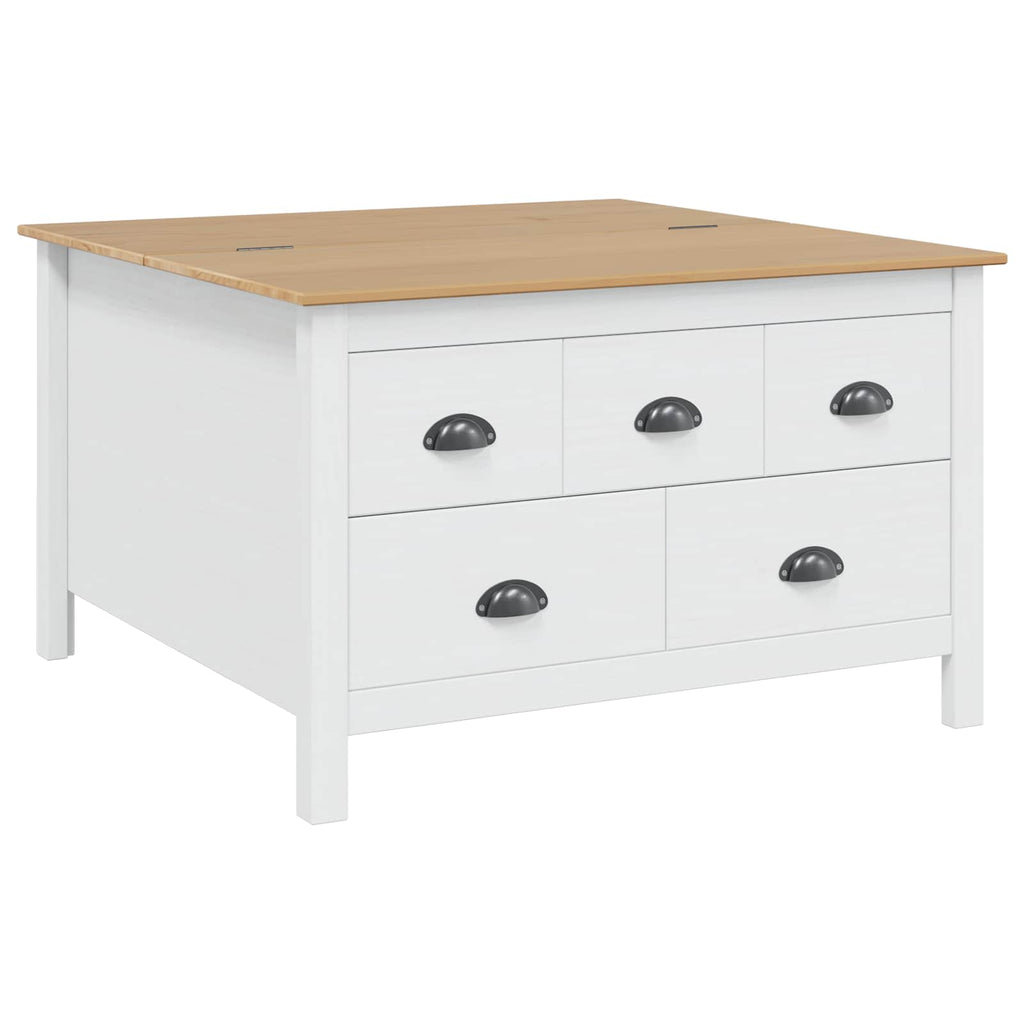 Tavolino da salotto con cassetto HILL Bianco e marrone miele