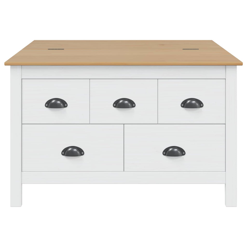 Tavolino da salotto con cassetto HILL Bianco e marrone miele