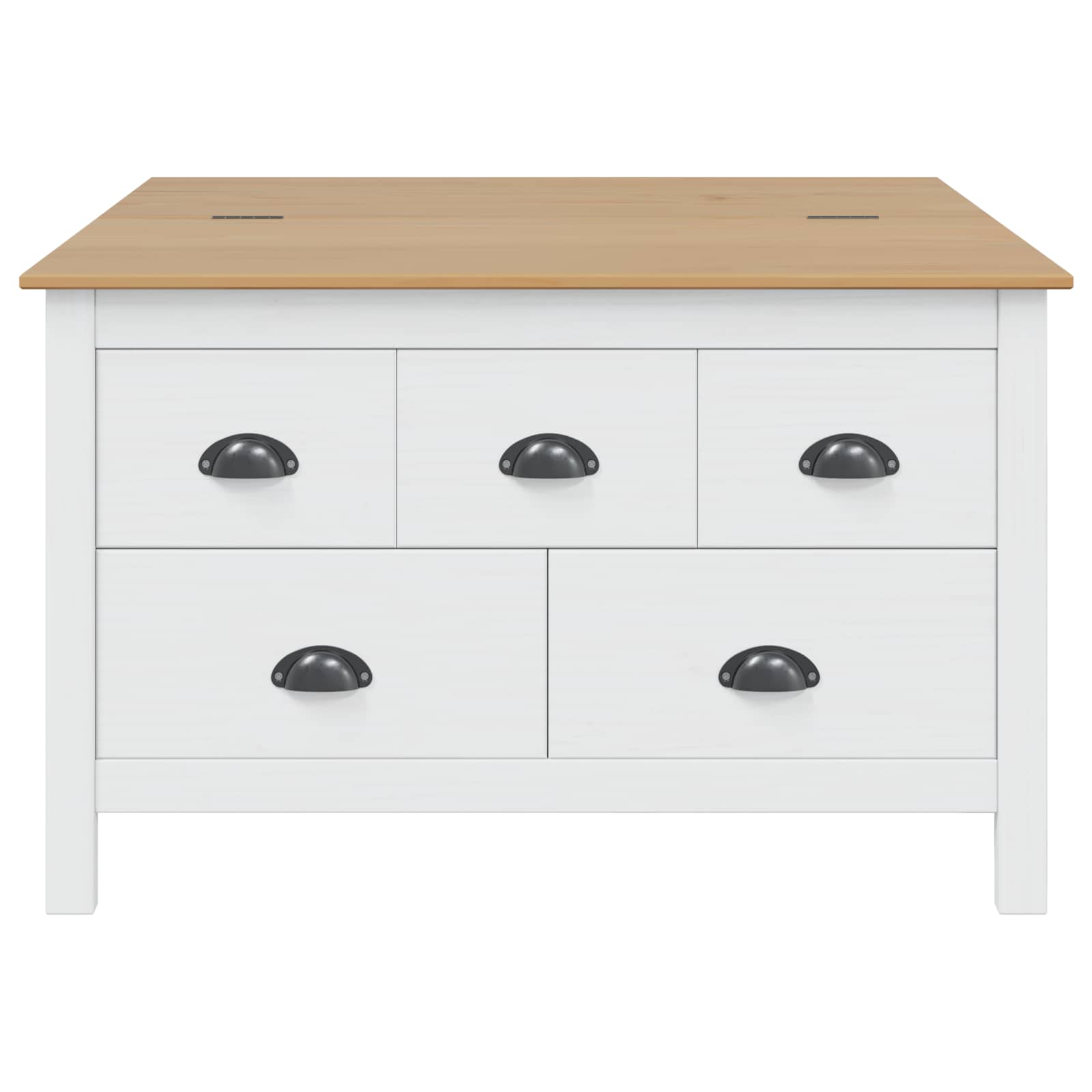 Tavolino da salotto con cassetto HILL Bianco e marrone miele