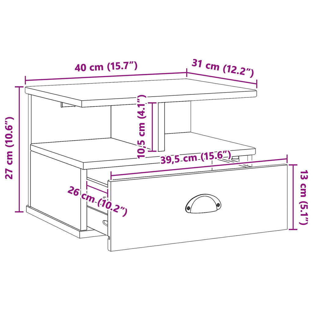 Armadio da Notte con cassetto HILL Bianco 40 x 31 x 27 cm