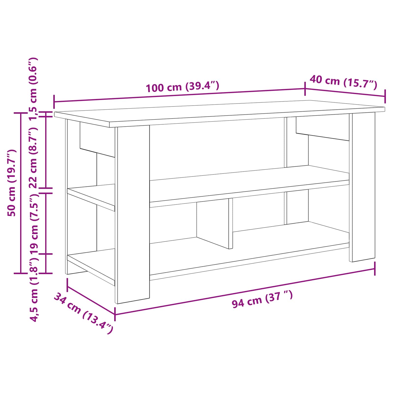 Supporto TV Legno vecchio 100 x 40 x 50 cm