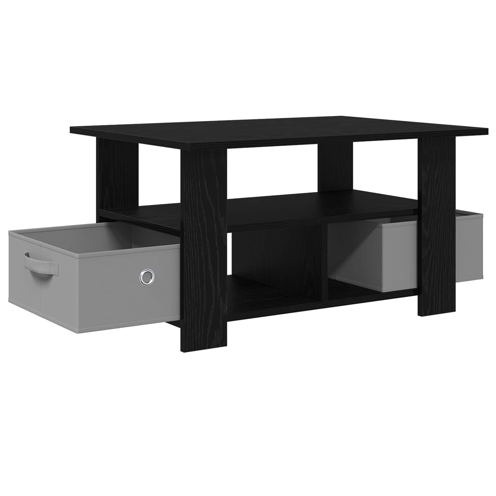 Tavolino da salotto con cassetto Rovere Nero 77 x 55 x 42 cm