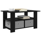 Tavolino da salotto con cassetto Rovere Nero 77 x 55 x 42 cm
