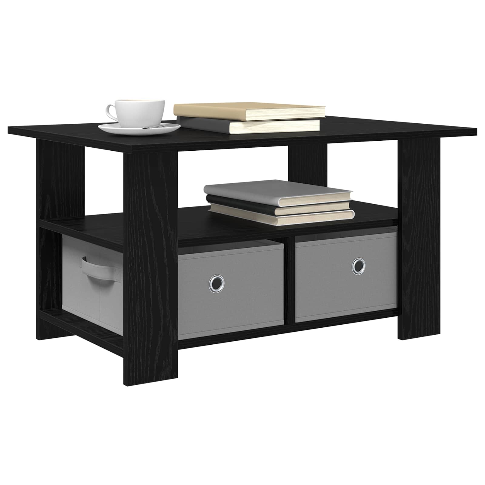 Tavolino da salotto con cassetto Rovere Nero 77 x 55 x 42 cm
