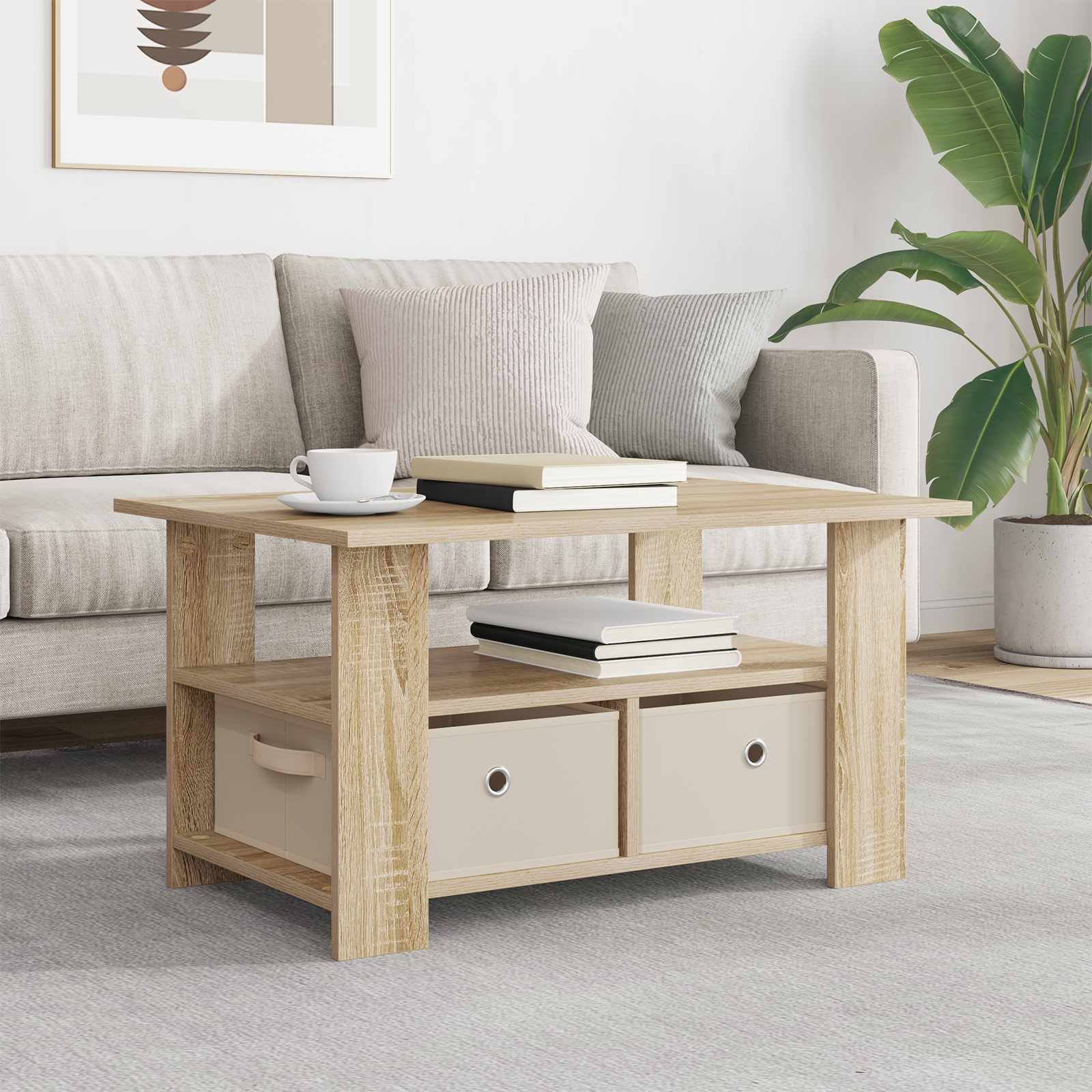 Tavolino da salotto con cassetto Rovere Sonoma 77 x 55 x 42 cm