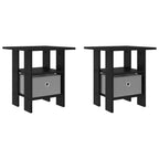 Comodino 2 pcs Rovere Nero 41 x 40 x 45 cm Legno multistrato