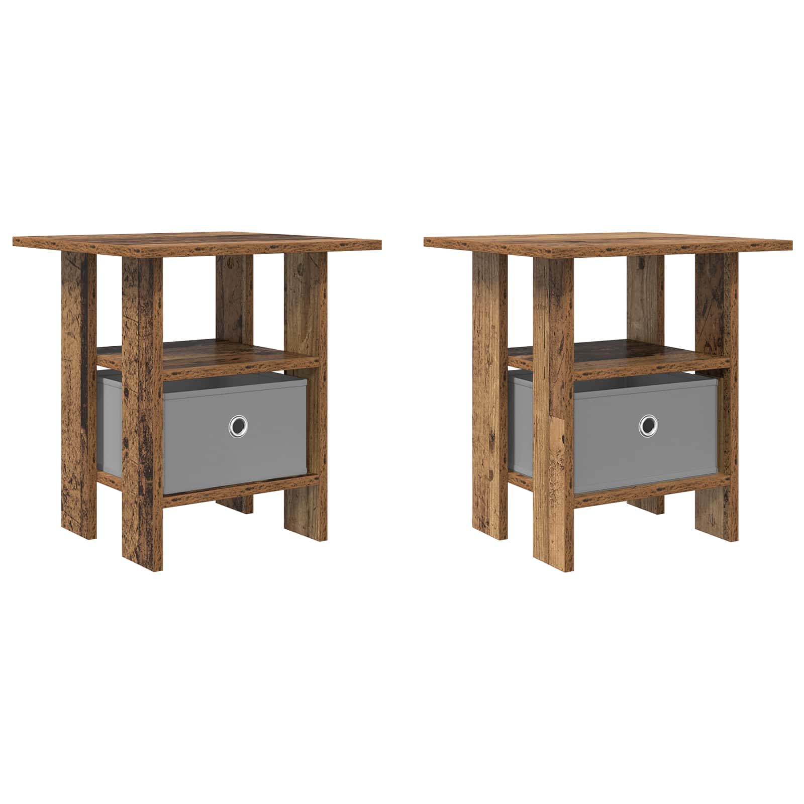 Comodino 2 pcs Legno vecchio 41 x 40 x 45 cm Legno multistrato