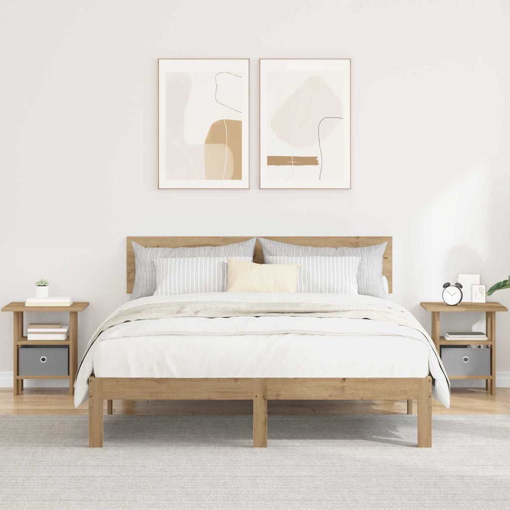 Comodino con cassetto 2 pcs Rovere artigianale 41 x 40 x 45 cm