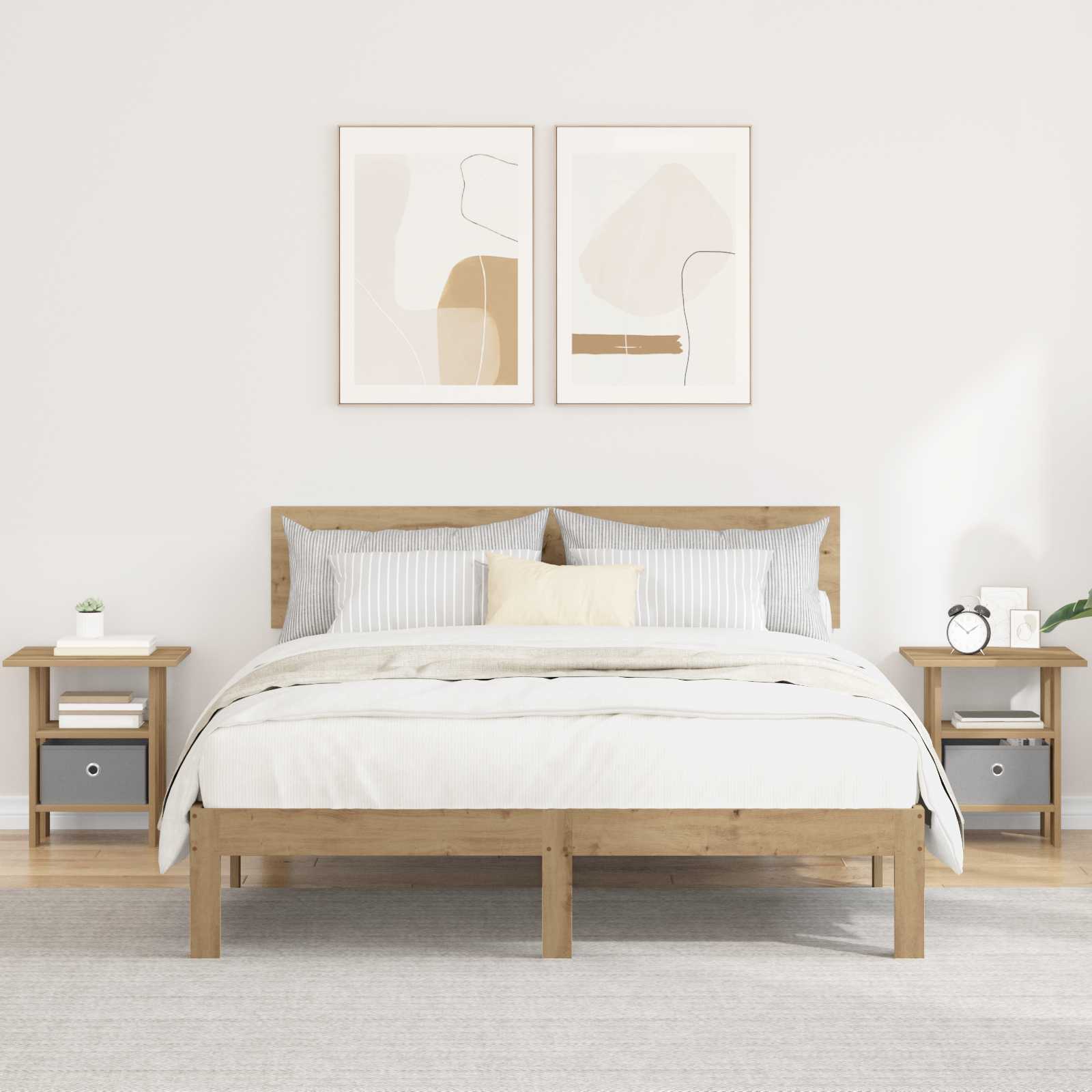 Comodino con cassetto 2 pcs Rovere artigianale 41 x 40 x 45 cm