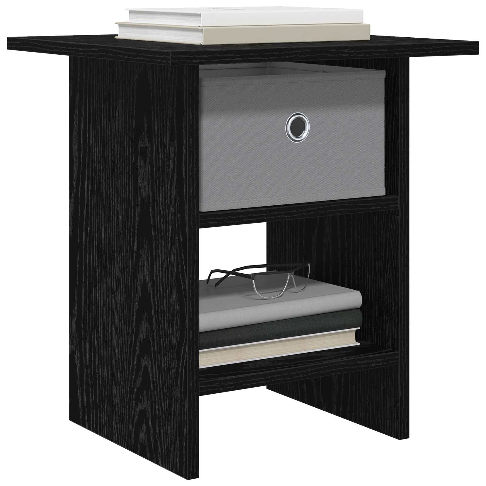 Comodino Rovere Nero 41 x 40 x 45 cm Legno multistrato