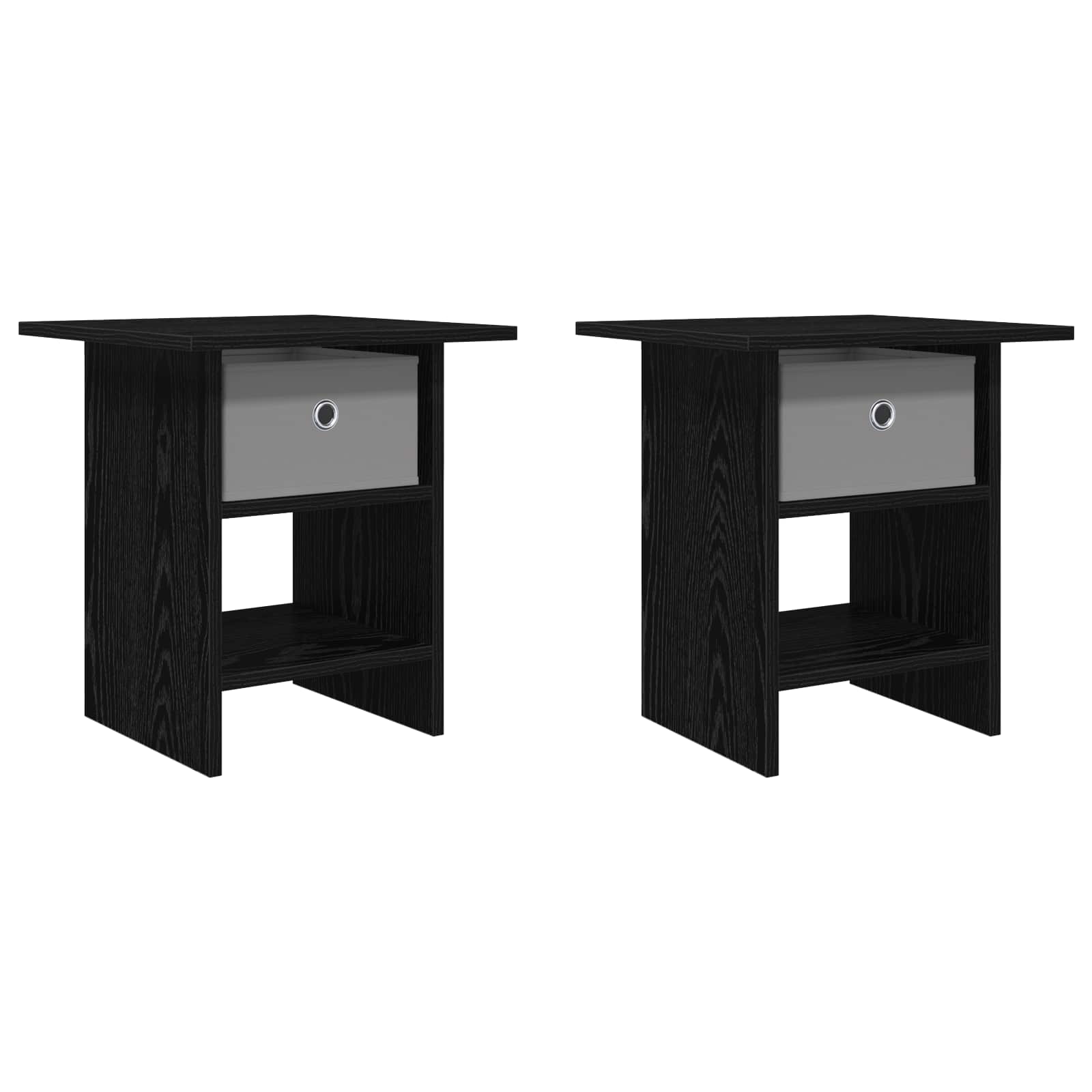Comodino 2 pcs Rovere Nero 41 x 40 x 45 cm Legno multistrato