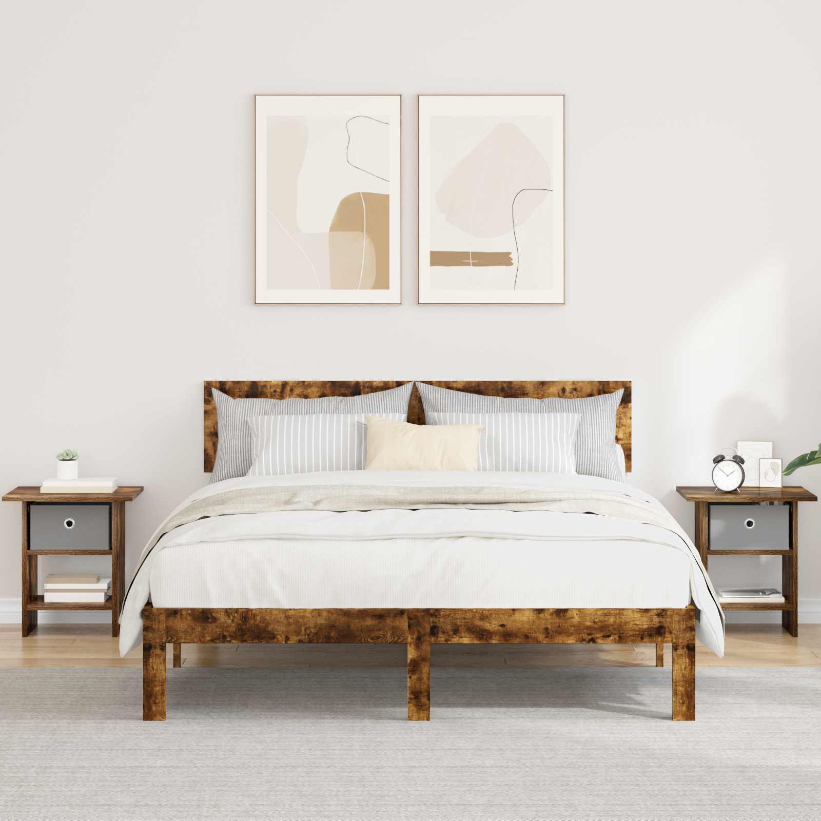 Comodino 2 pcs Rovere fumé 41 x 40 x 45 cm Legno multistrato