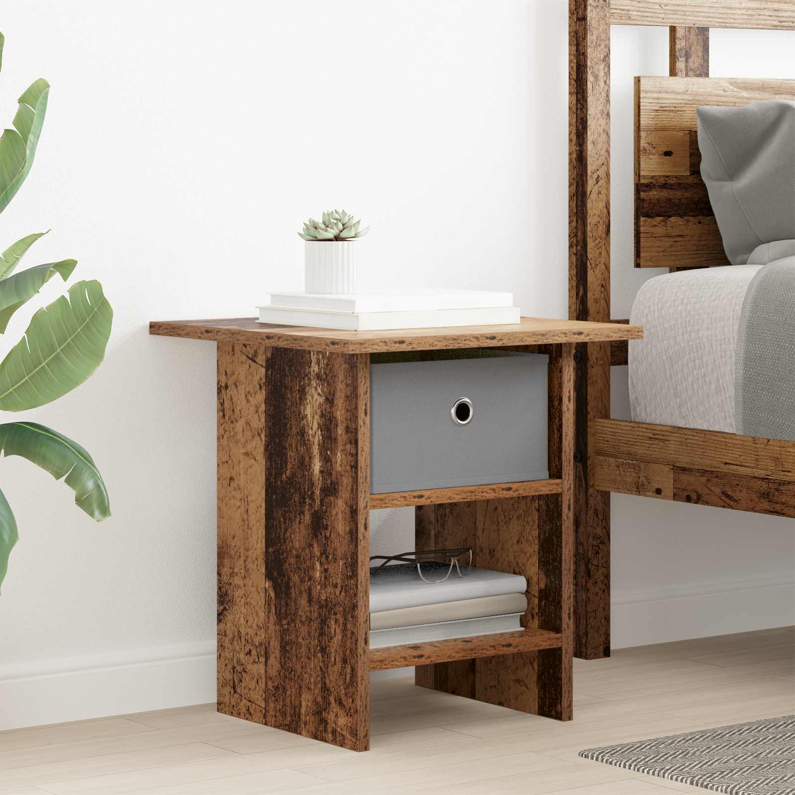 Comodino 2 pcs Legno vecchio 41 x 40 x 45 cm Legno multistrato