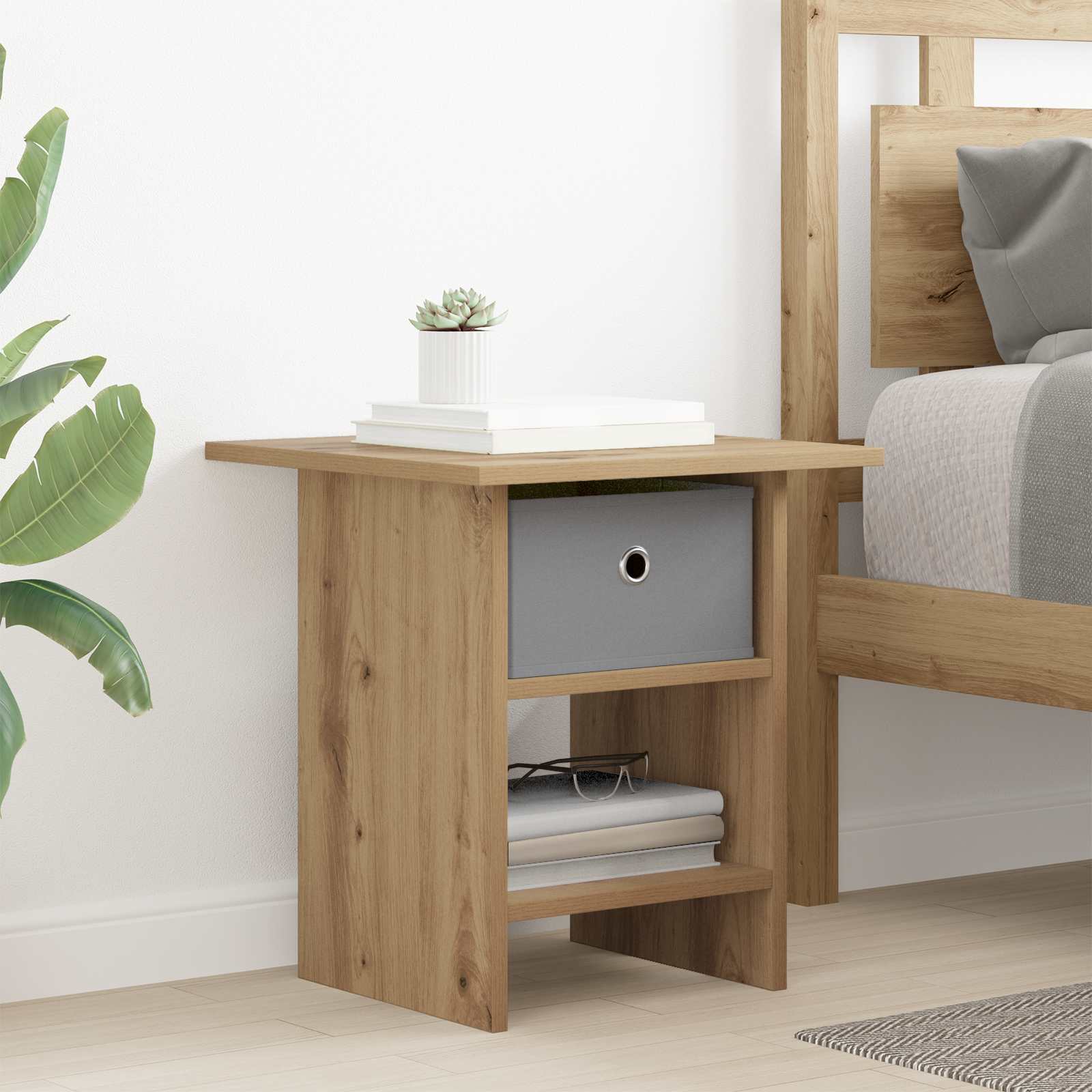 Comodino con cassetto 2 pcs Rovere artigianale 41 x 40 x 45 cm