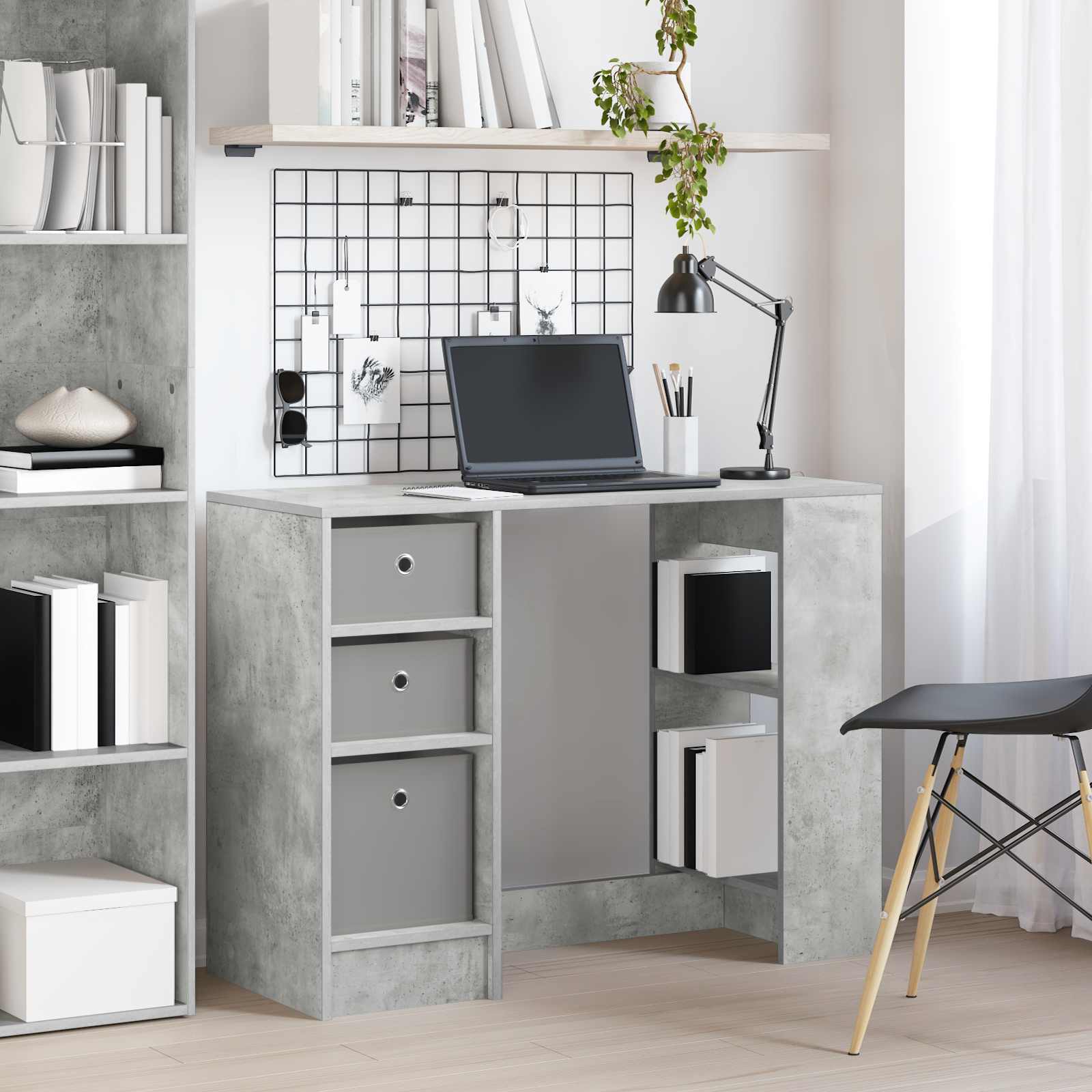 Scrivania Grigio cemento 100 x 40 x 75 cm Legno multistrato