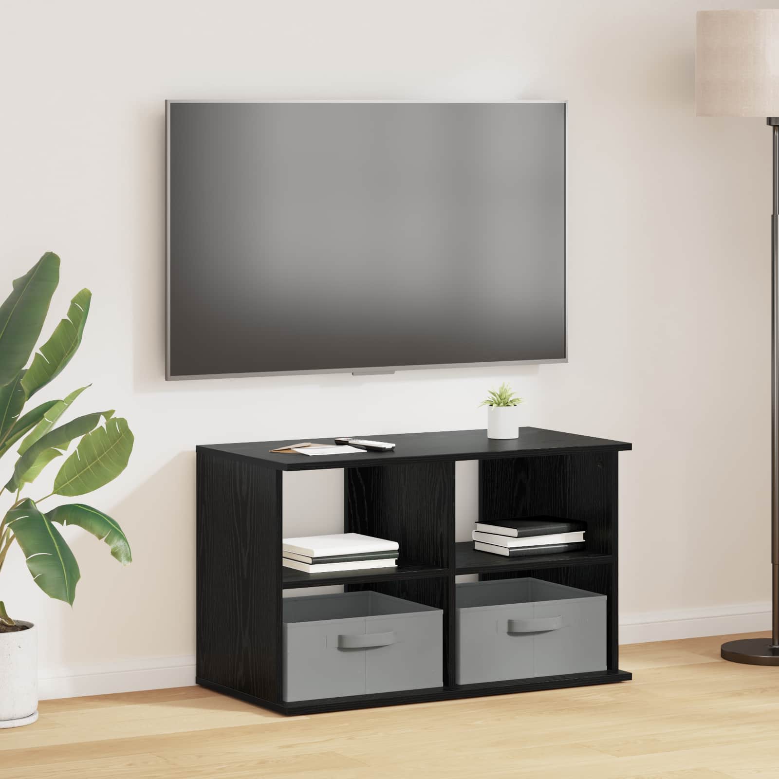 Supporto TV con cassetto Rovere Nero 79 x 40 x 48 cm