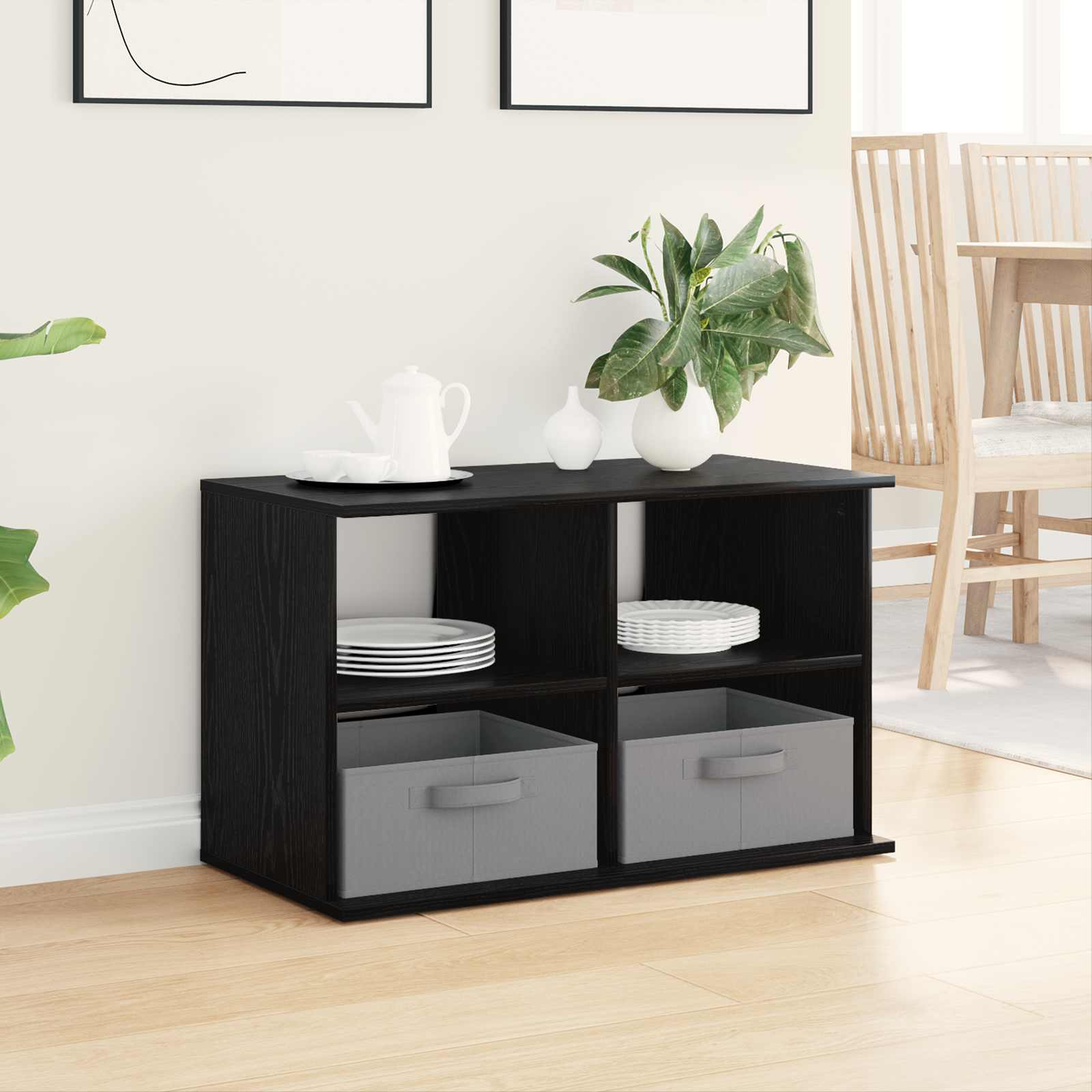 Supporto TV con cassetto Rovere Nero 79 x 40 x 48 cm