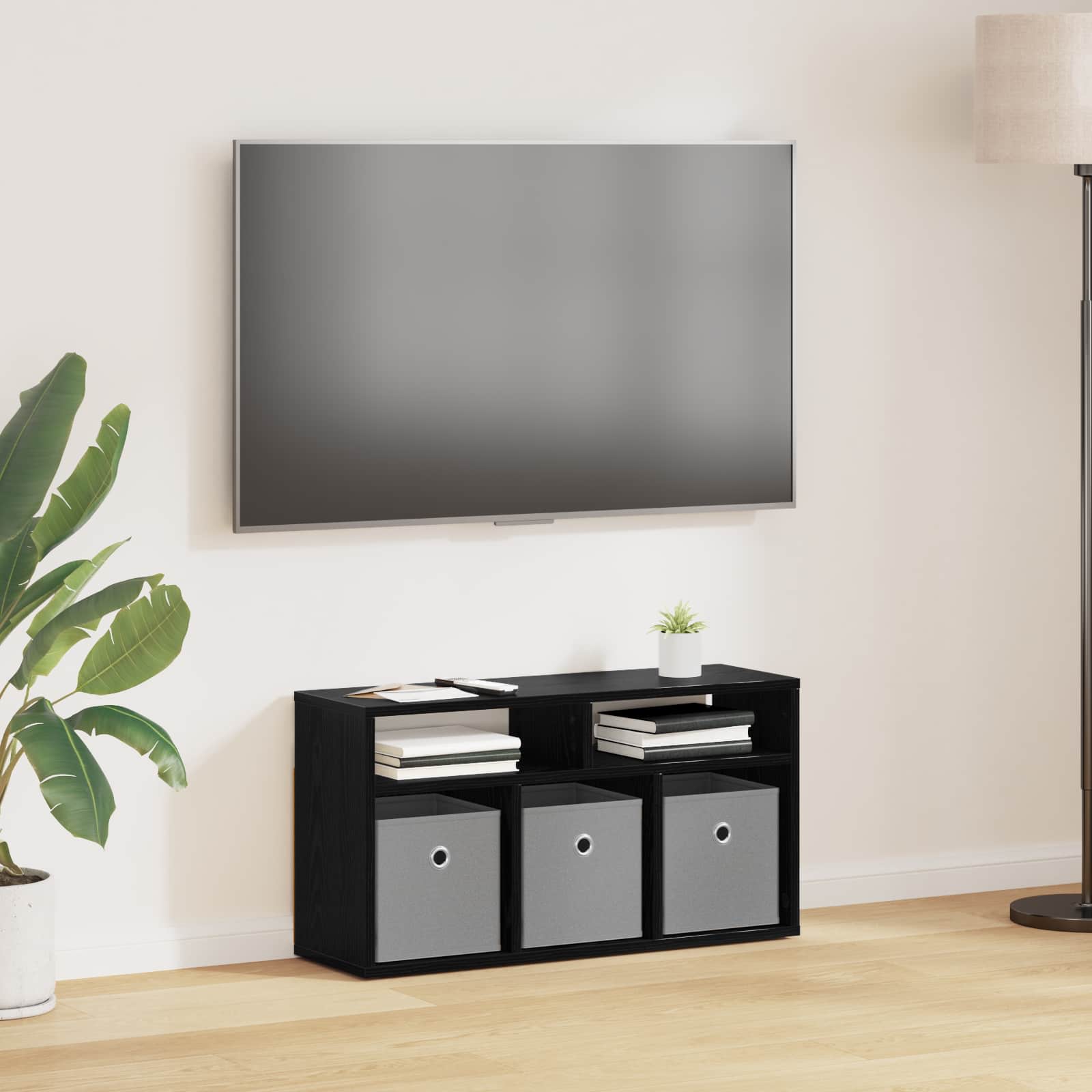 Lowboard con cassetto Rovere Nero 72 x 22,5 x 38 cm