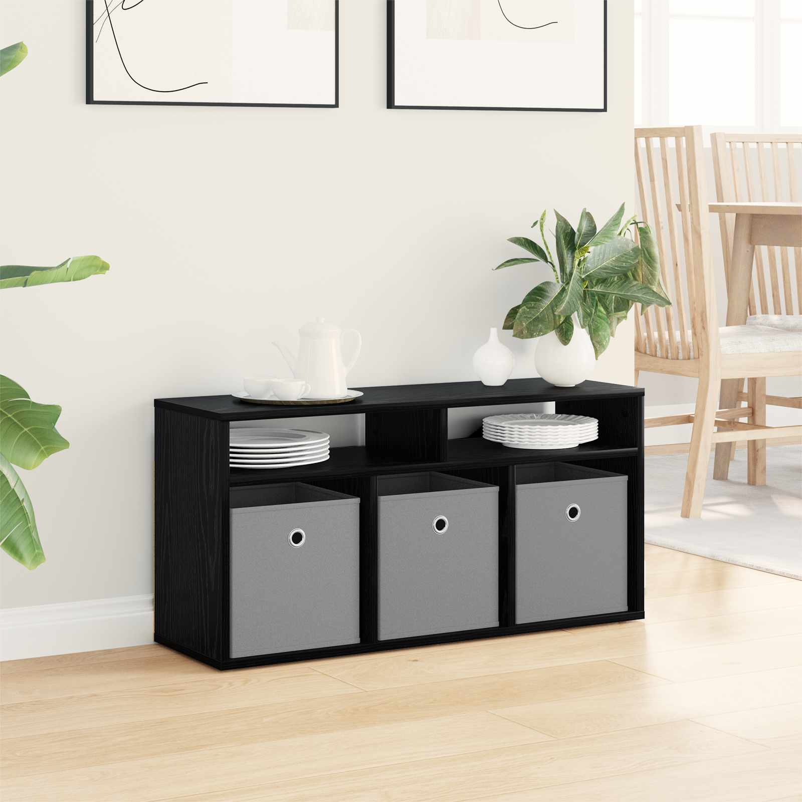 Lowboard con cassetto Rovere Nero 87 x 27,5 x 43 cm
