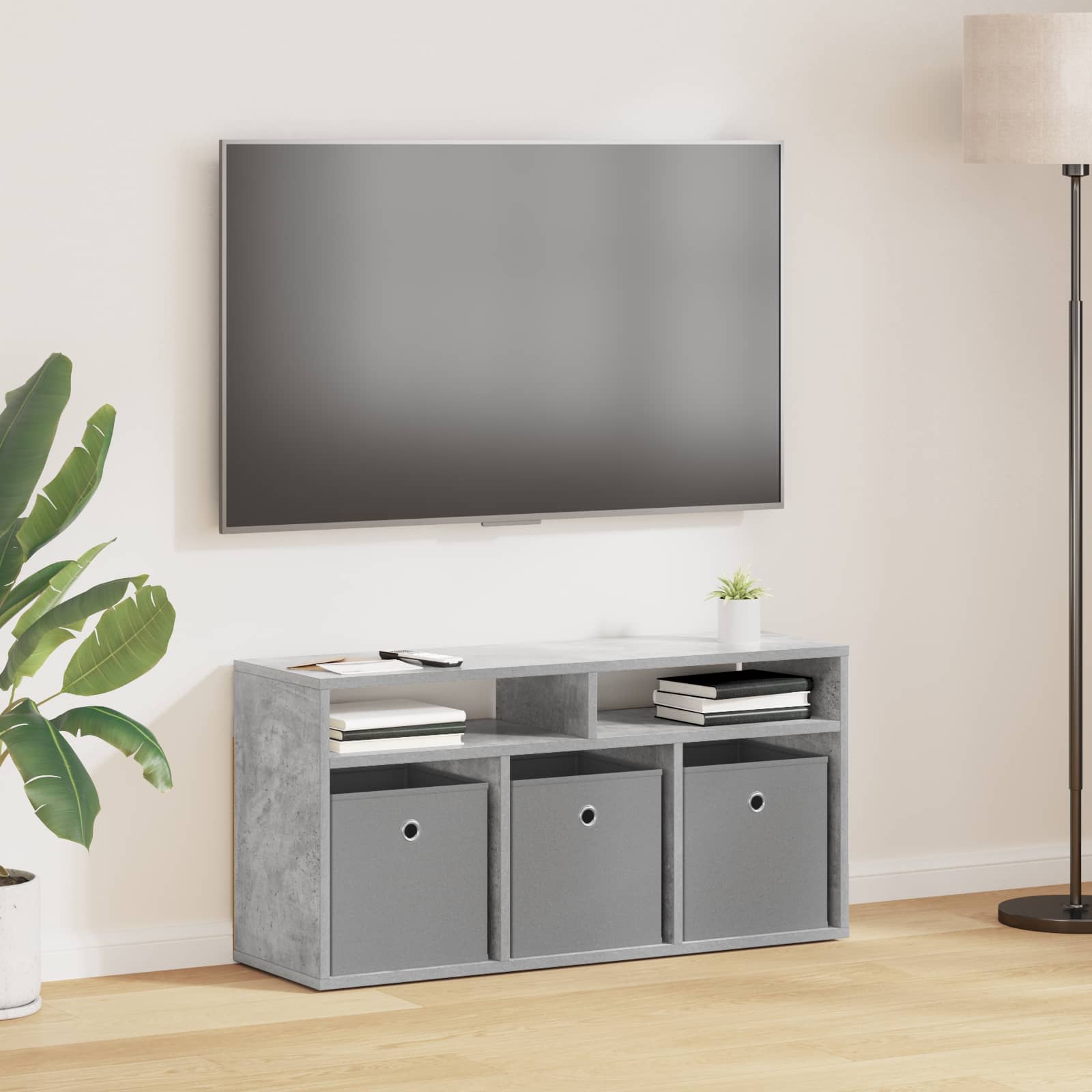 Lowboard con cassetto Grigio cemento 87 x 27,5 x 43 cm