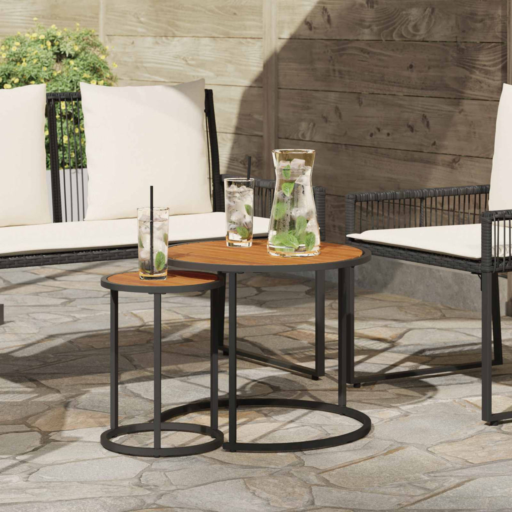 Set di Tavolini da Caffè 2 pcs Naturale e Nero 55 x 55 x 45 cm