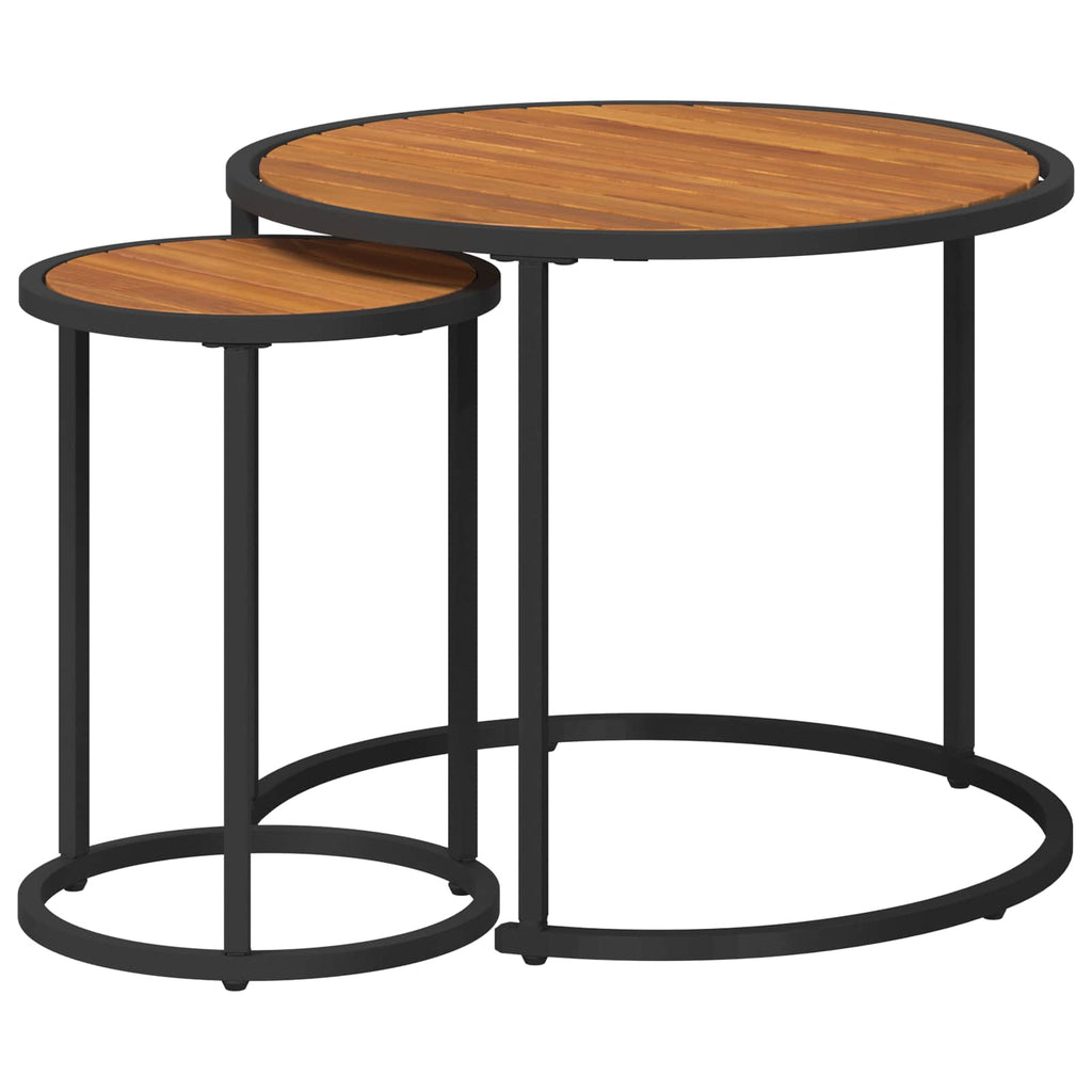 Set di Tavolini da Caffè 2 pcs Naturale e Nero 55 x 55 x 45 cm