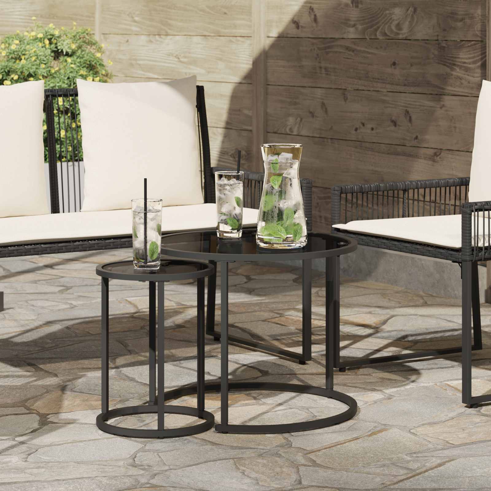 Set di Tavolini da Caffè 2 pcs 55 x 55 x 45 cm acciaio