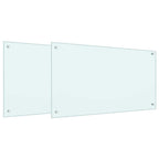 Schienale da cucina 2 pcs Bianco 90 x 50 cm vetro temperato