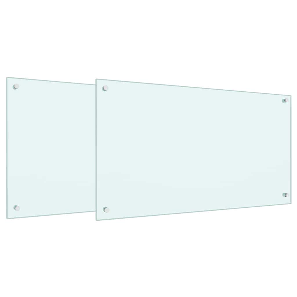 Schienale da cucina 2 pcs Bianco 90 x 50 cm vetro temperato