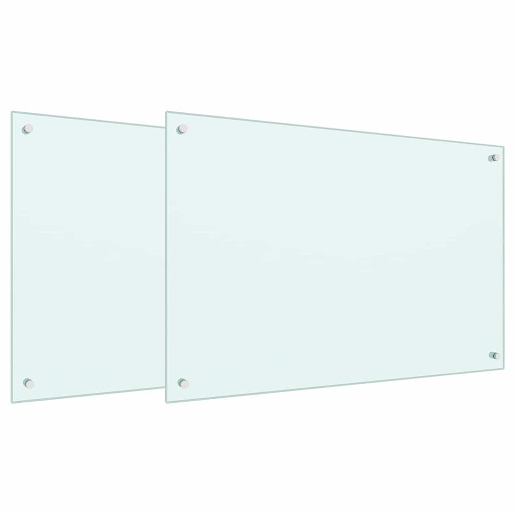 Schienale da cucina 2 pcs Bianco 90 x 60 cm vetro temperato