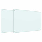 Schienale da cucina 2 pcs Bianco 90 x 60 cm vetro temperato