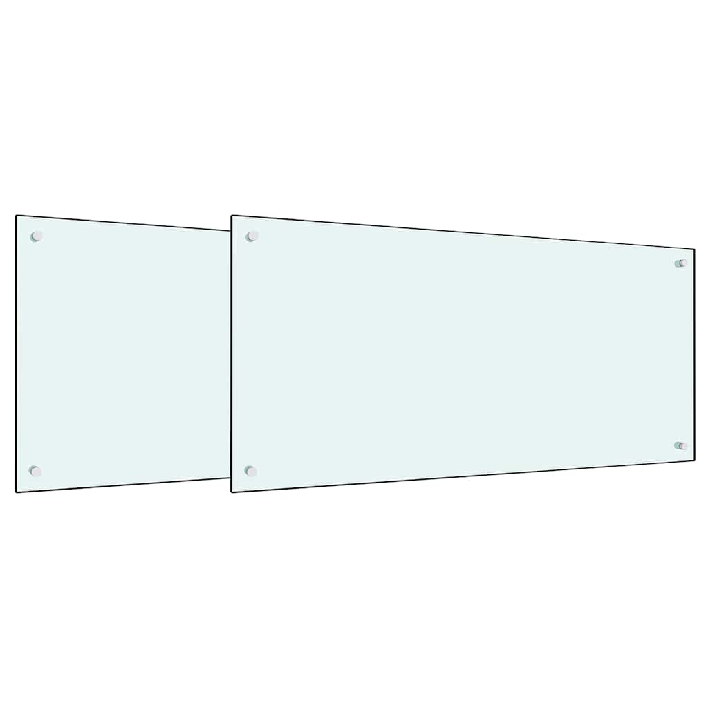Schienale da cucina 2 pcs Bianco 100 x 50 cm vetro temperato