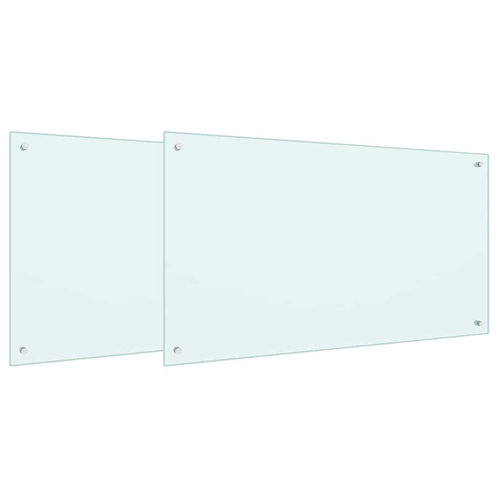 Schienale da cucina 2 pcs Bianco 100 x 60 cm vetro temperato