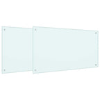 Schienale da cucina 2 pcs Bianco 100 x 60 cm vetro temperato