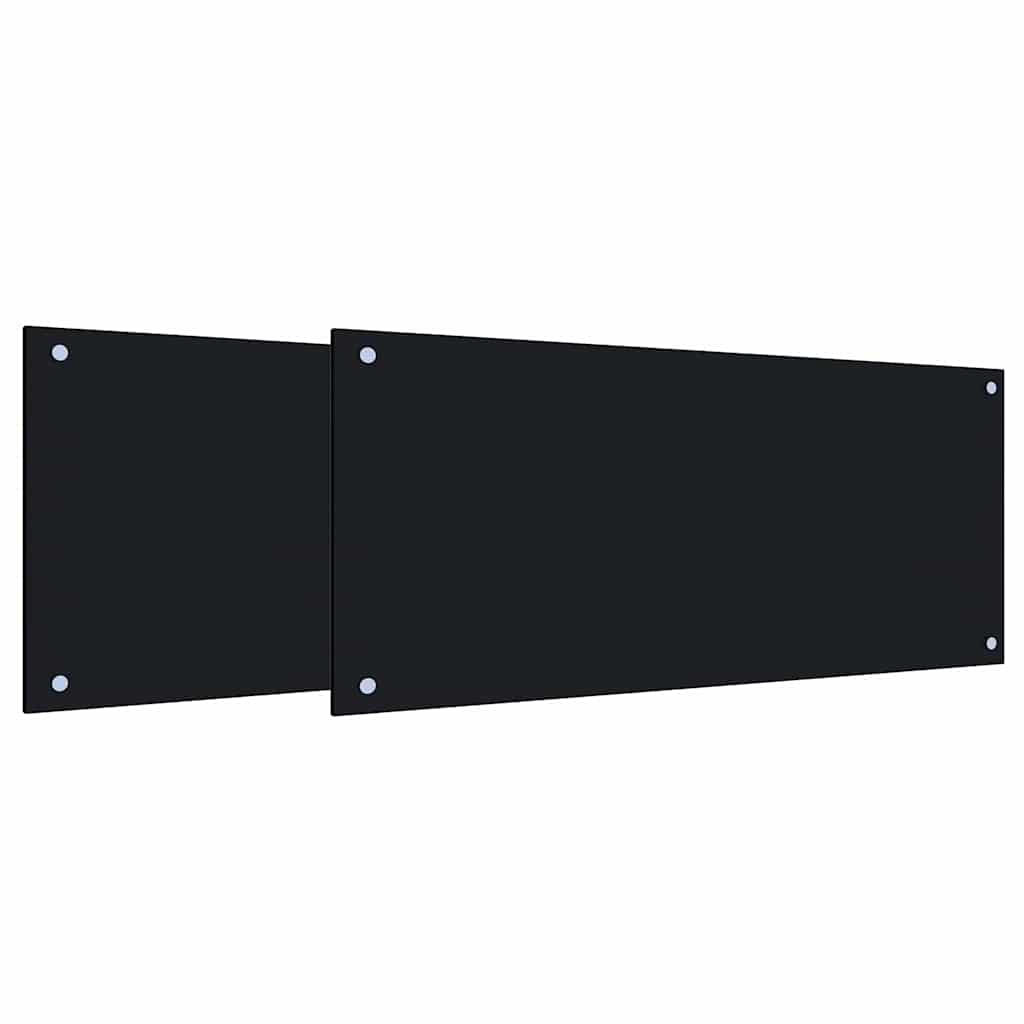 Schienale da cucina 2 pcs Nero 90 x 40 cm vetro temperato