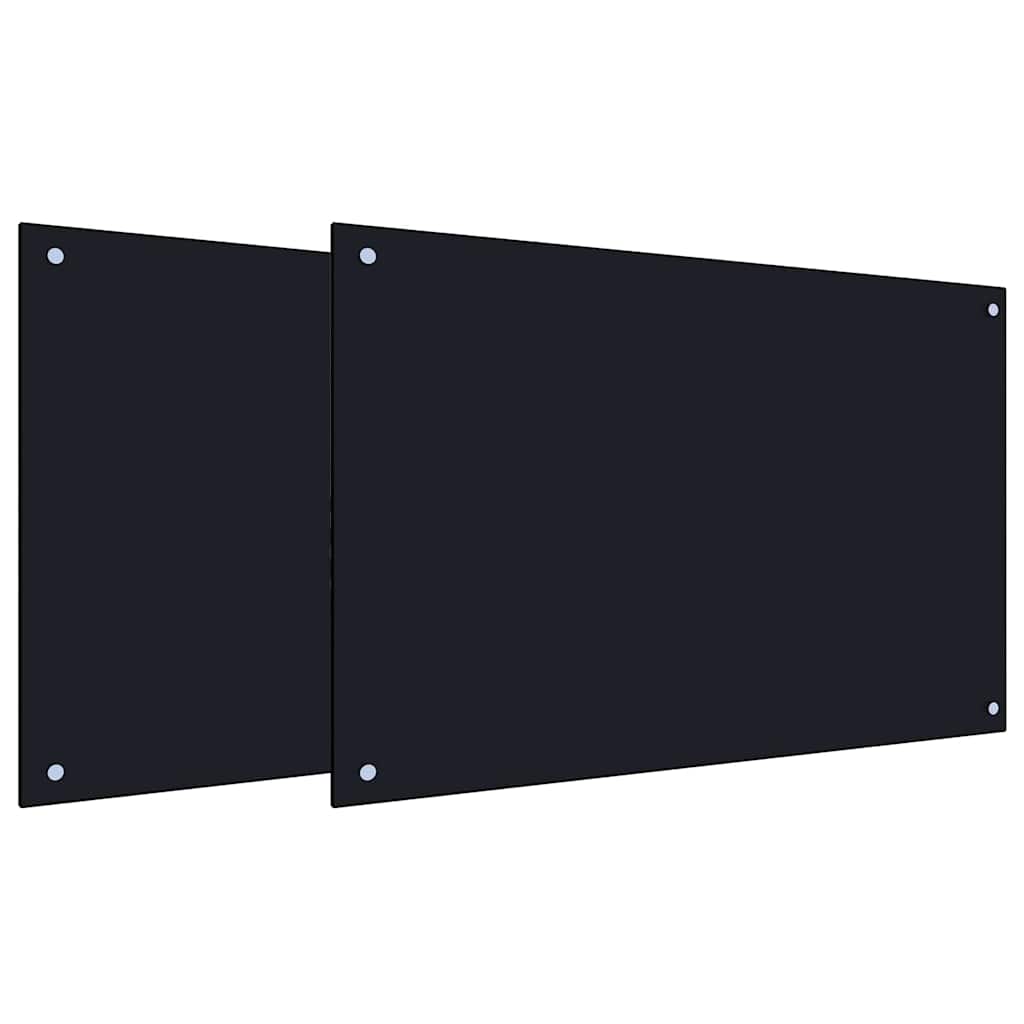 Schienale da cucina 2 pcs Nero 90 x 60 cm vetro temperato