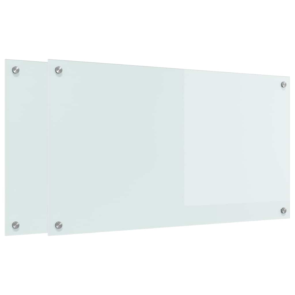 Schienale da cucina 2 pcs Bianco 90 x 50 cm vetro temperato