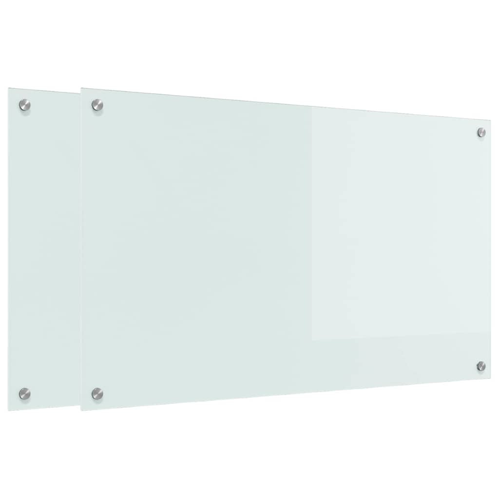 Schienale da cucina 2 pcs Bianco 100 x 60 cm vetro temperato
